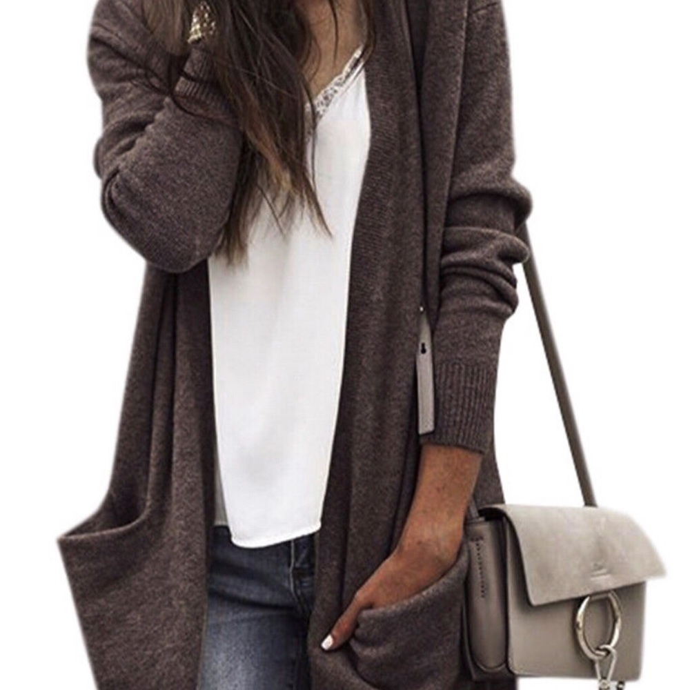 NEW LONG DUSTER  KNIT SWEATER with pockets